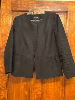 Talbots Black Collarless Button-Front Women's Jacket